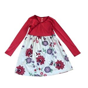 Tea Collection Red and Purple Long Sleeve Asymmetrical Dress